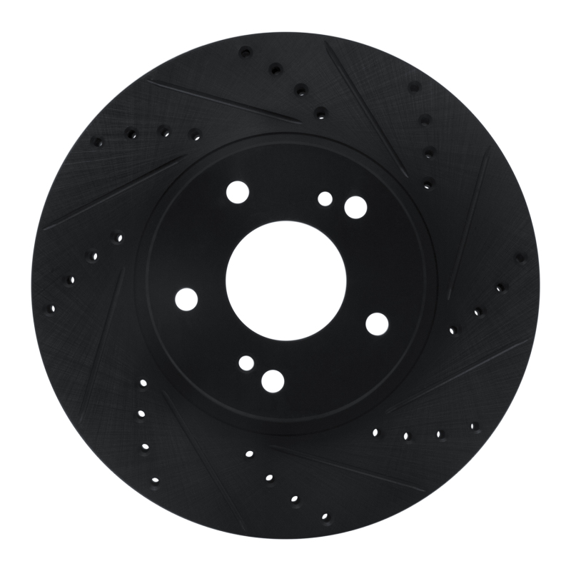 Infiniti Q45 Brake Rotor (1) - Front Right - R1 Concepts - Drilled & Slotted - Black - `97-`01